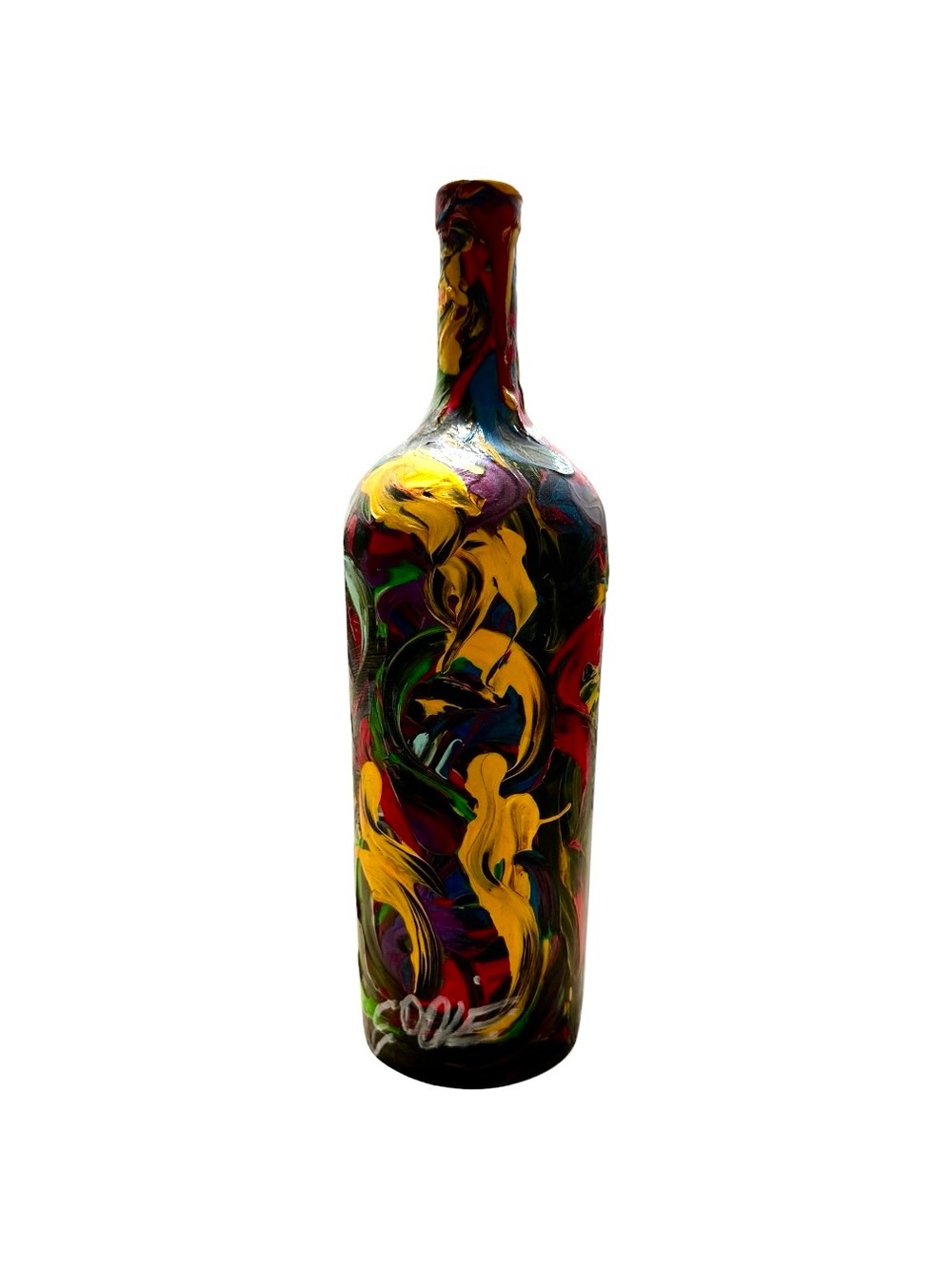 Hand-Painted Decorative Bottle Vase – Multicolor Art Home Decor